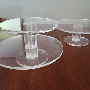 Vintage Lucite Pedestal Mid Century Cake Stands. Set of 2. 1960's